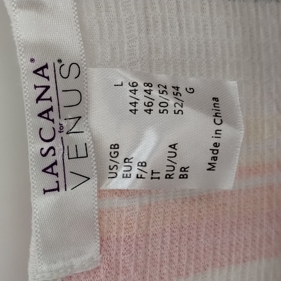 LASCANA for Venus Tank Top  size large white pink stripe elastic waist flowy - Picture 5 of 8